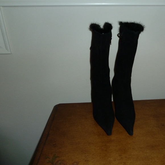 Luichiny Black Suede Wedge Boots 40 - Picture 3 of 6